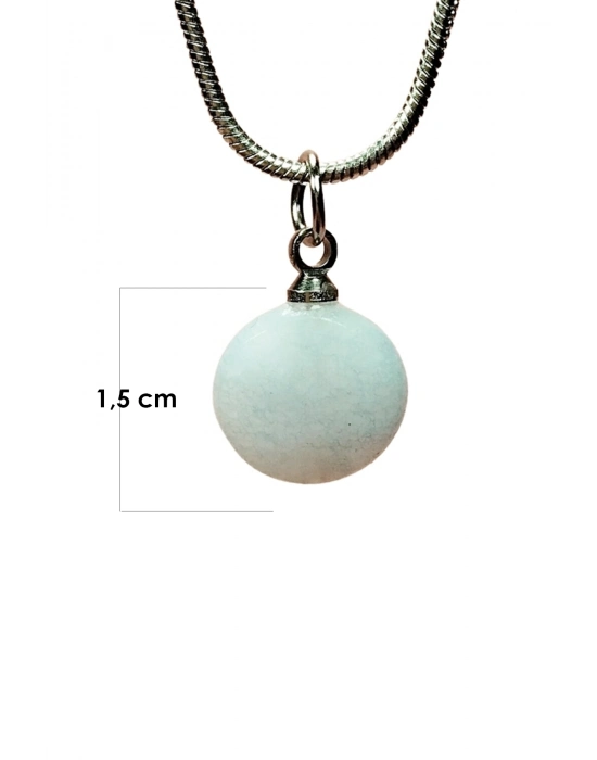 Kalsedon Doğal Taşı Zincirli El Yapımı Kolye Uç: 1,5 cm Zincir: 20 cm Kutulu