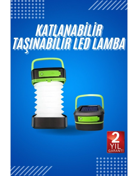 Kamp Lambası Katlanabilir Lamba Solar Şarjlı Led Lamba El Fenerli