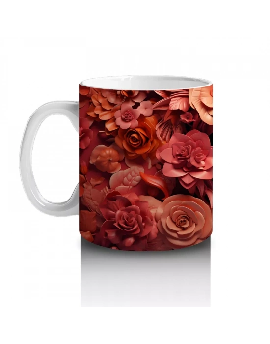 Kan Kırmızısı Gül Denizinde Kafatası – Hediyelik Kahve Kupası