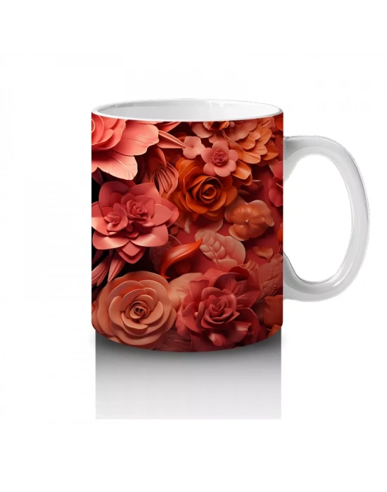Kan Kırmızısı Gül Denizinde Kafatası – Hediyelik Kahve Kupası