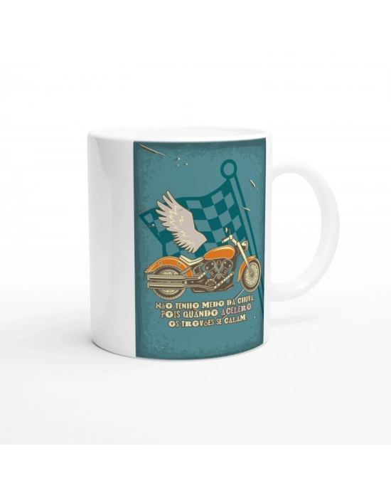 Kanatlı Yarış Motoru ve Portekizce Söz Baskılı Kupa Bardak