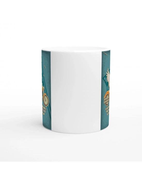 Kanatlı Yarış Motoru ve Portekizce Söz Baskılı Kupa Bardak