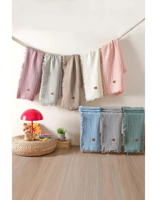 Kanz Bebek 4 Kat Müslin Örtü Knz-027 Gül Kurusu