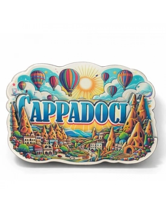 Kapadokya Temalı Ahşap Buzdolabı Magneti Model 1