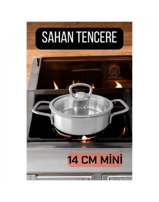 Kapaklı Sahan Tencere 14 cm Mini Paslanmaz Çelik