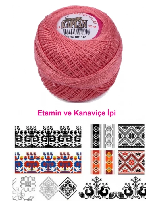 Kaplan Etamin Ve Kanaviçe İpi 8 No Kod/Renk: 101 - Royaleks