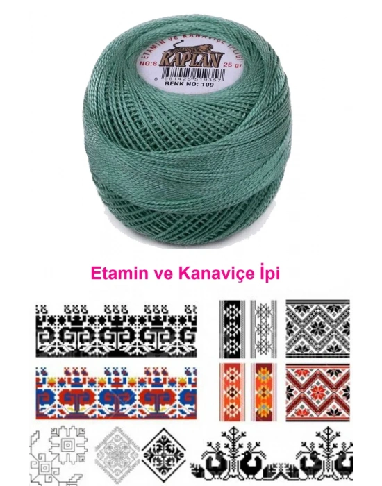 Kaplan Etamin Ve Kanaviçe İpi 8 No Kod/Renk: 109 - Royaleks