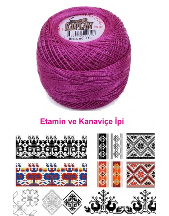 Kaplan Etamin Ve Kanaviçe İpi 8 No Kod/Renk: 113 - Royaleks