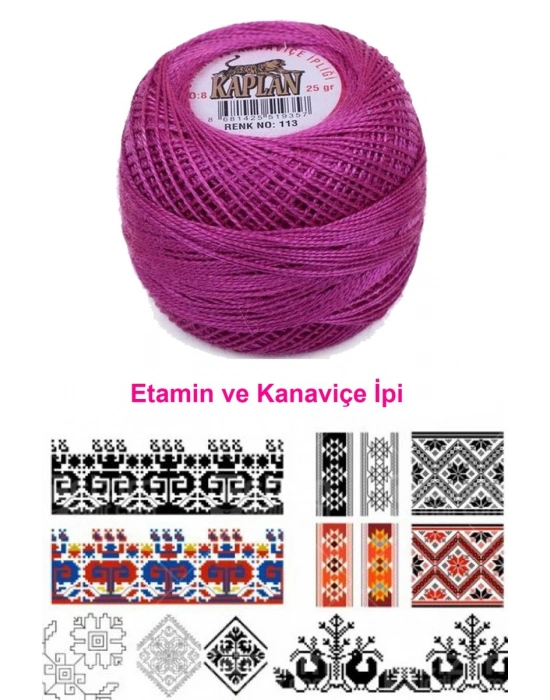Kaplan Etamin Ve Kanaviçe İpi 8 No Kod/Renk: 113 - Royaleks