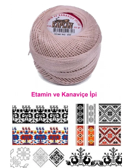 Kaplan Etamin Ve Kanaviçe İpi 8 No Kod/Renk: 302 - Royaleks