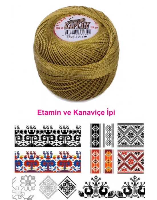 Kaplan Etamin Ve Kanaviçe İpi 8 No Kod/Renk: 580 - Royaleks