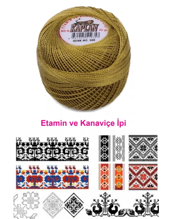 Kaplan Etamin Ve Kanaviçe İpi 8 No Kod/Renk: 580 - Royaleks