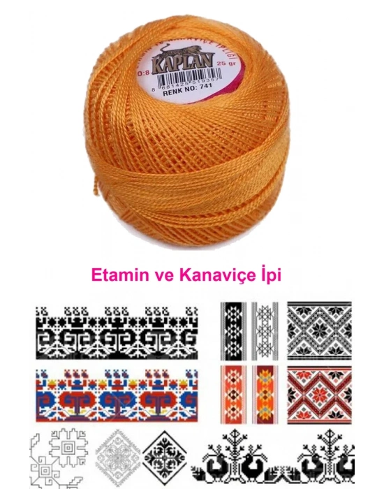 Kaplan Etamin Ve Kanaviçe İpi 8 No Kod/Renk: 741 - Royaleks