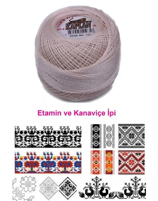 Kaplan Etamin Ve Kanaviçe İpi 8 No Kod/Renk: 745 - Royaleks