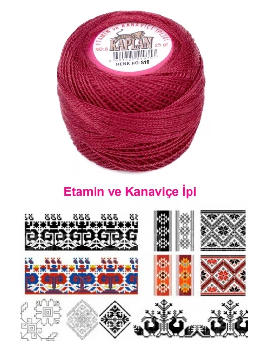 Kaplan Etamin Ve Kanaviçe İpi 8 No Kod/Renk: 816 - Royaleks