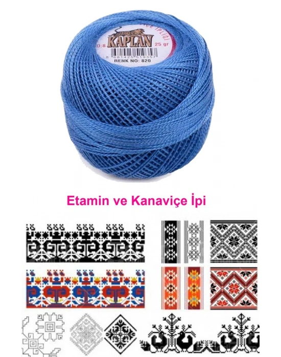 Kaplan Etamin Ve Kanaviçe İpi 8 No Kod/Renk: 820 - Royaleks