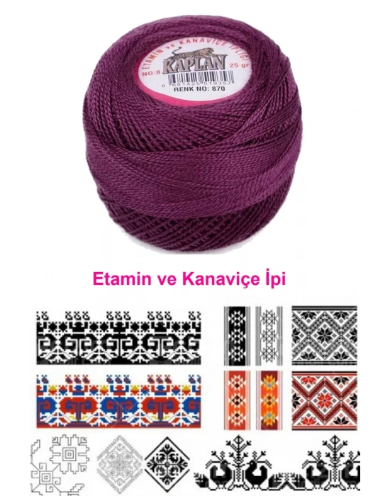 Kaplan Etamin Ve Kanaviçe İpi 8 No Kod/Renk: 870 - Royaleks
