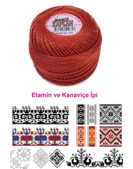 Kaplan Etamin Ve Kanaviçe İpi 8 No Kod/Renk: 918 - Royaleks