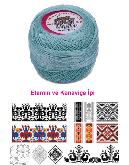 Kaplan Etamin Ve Kanaviçe İpi 8 No Kod/Renk: 943 - Royaleks