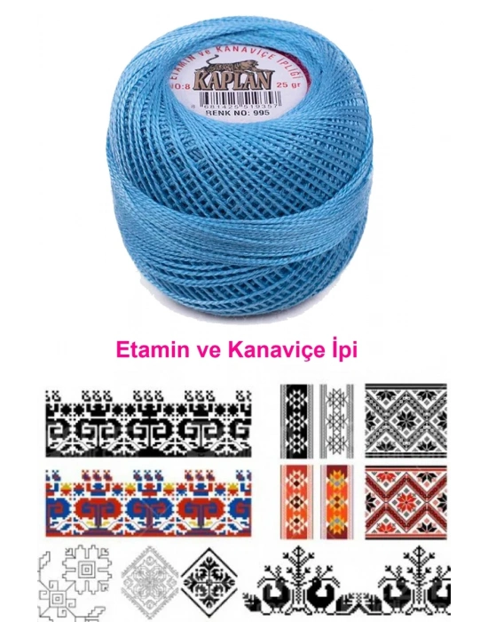 Kaplan Etamin Ve Kanaviçe İpi 8 No Kod/Renk: 995 - Royaleks