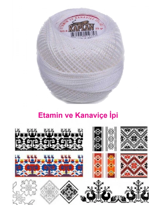 Kaplan Etamin Ve Kanaviçe İpi 8 No Kod/Renk: K.BEYAZ - Royaleks