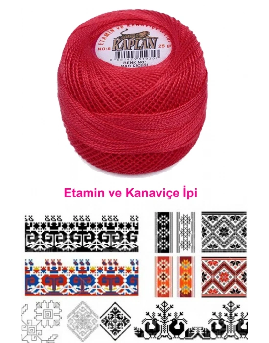 Kaplan Etamin Ve Kanaviçe İpi 8 No Kod/Renk: NAR ÇİÇEĞİ - Royaleks