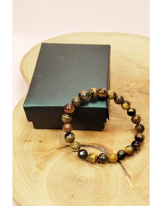 Kaplan Gözü Doğal Taş Bileklik Kutulu