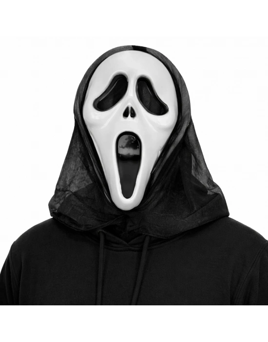 Kapşonlu Çığlık Maskesi Scream Maskesi - Hayalet Maskesi 33x21 Cm