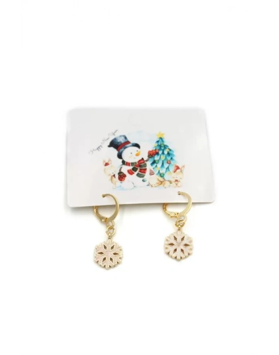 Kar Tanesi Yılbaşı Küpe - Altın