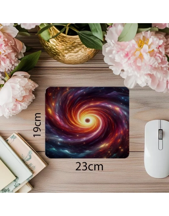 Kara Delik Spiral Çekim Efektli Mousepad - 19x23 cm 2 mm Dikdörtgen İthal Baskılı Mouse Pad