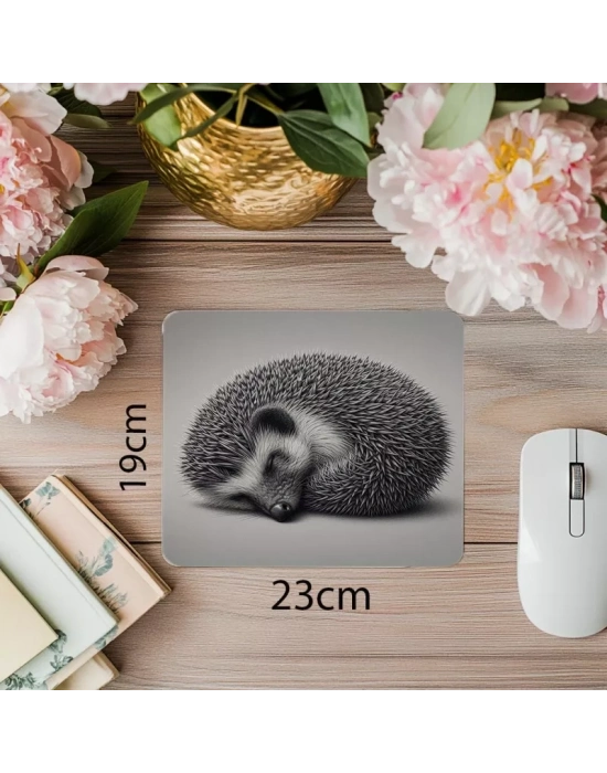 Karakalem Kirpi Mouse Pad – Yumuşak Hatlar - 19x23 cm 2 mm Dikdörtgen İthal Baskılı Mouse Pad