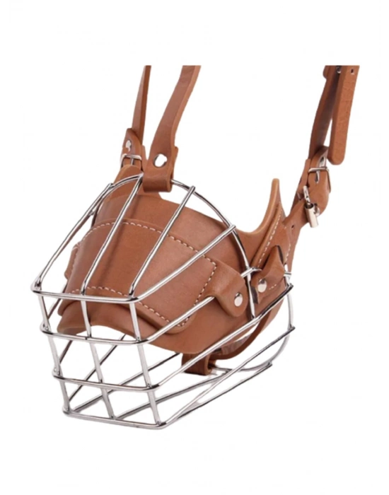 Karamel Pet Metal Deri Köpek Ağızlığı M 33 cm