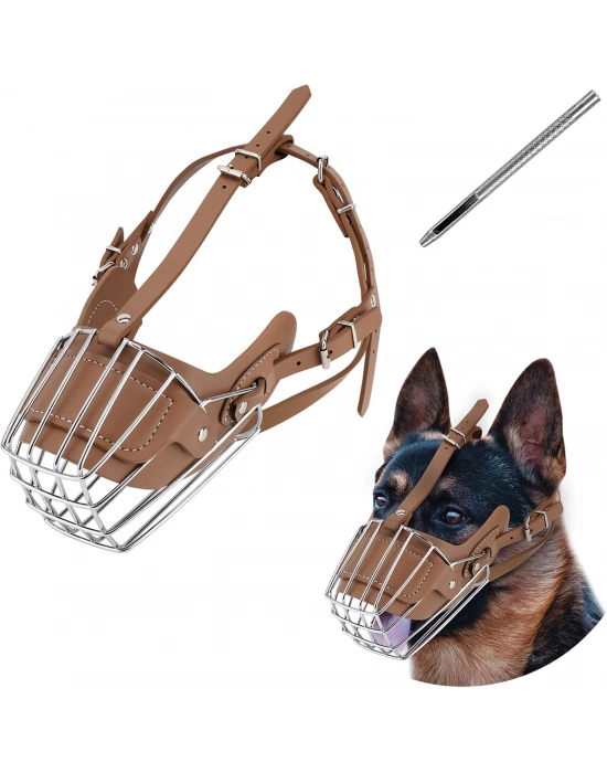 Karamel Pet Metal Deri Köpek Ağızlığı XL 38 cm