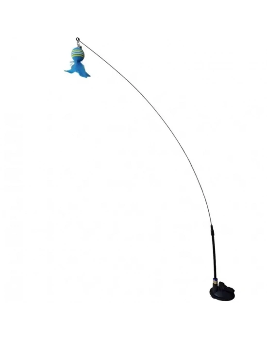 Karamel Pet Vantuzlu Tüylü Toplu Olta Kedi Oyuncağı 50 cm