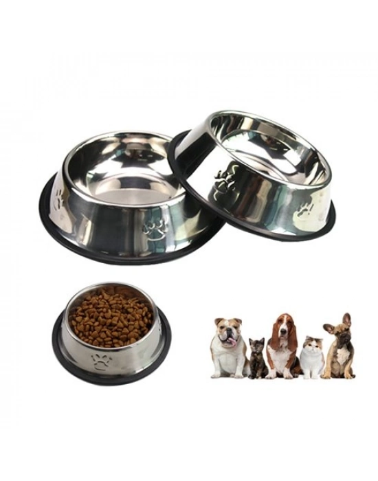 Karamelpet  Pati Desenli Çelik Mama ve Su Kabı 6 Oz 200 ml 15 cm