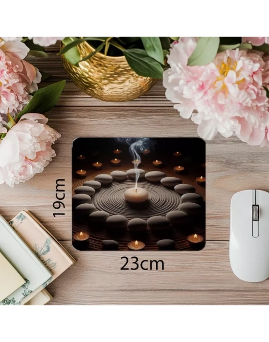 Karanlık Fon Üzerinde Zen Tütsü Mouse Pad - 19x23 cm 2 mm Dikdörtgen İthal Baskılı Mouse Pad
