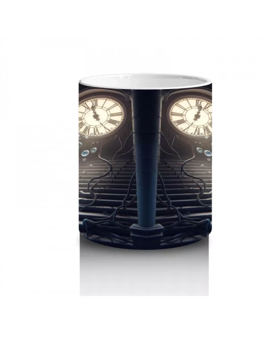 Karanlık Koridorda Mum Işığıyla Aydınlanan Cadı Silüeti Temalı Cadılar Bayramı Baskılı Kupa Bardak