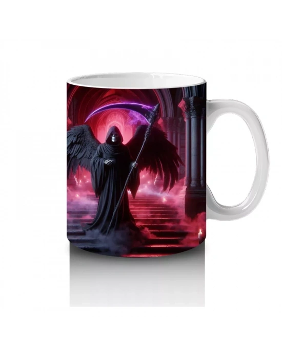 Karanlık Ormanda Kırmızı Işıklarla Aydınlatılmış Vampir Figürlü Cadılar Bayramı Baskılı Kupa Bardak