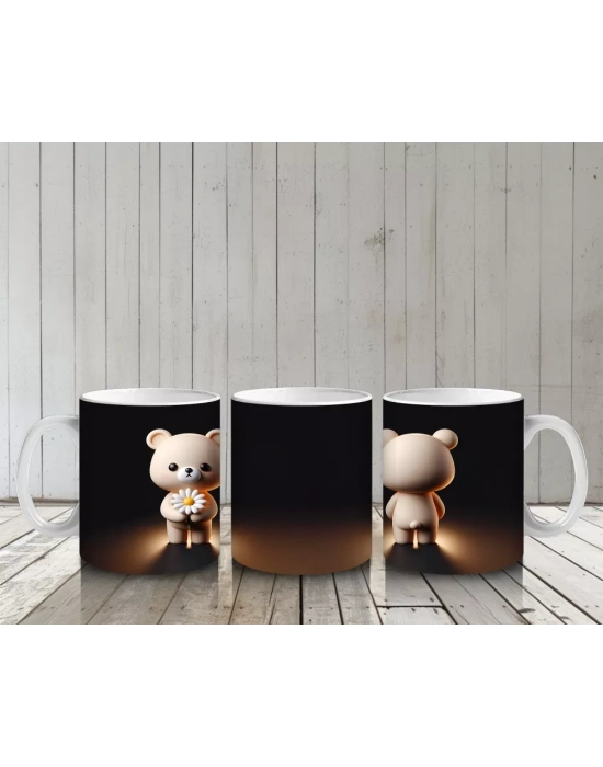 Karanlık Sahne Üzerinde Ayakta Duran Ayıcıklar – Baskılı Kahve Kupası