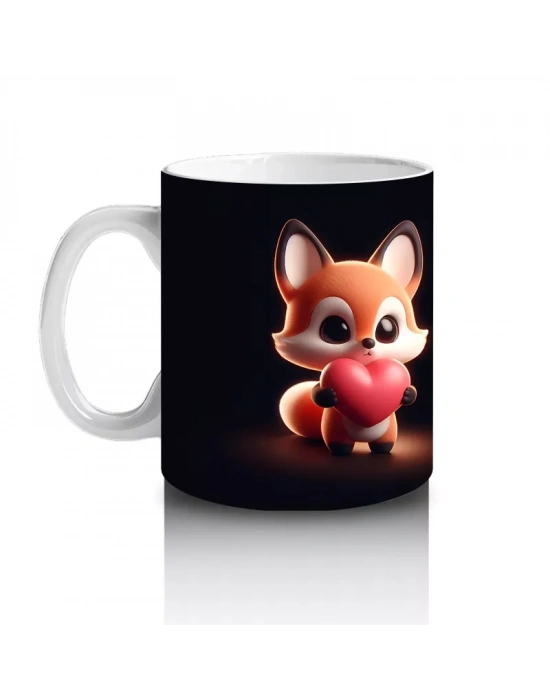 Karanlık Zeminde Sevimli Tilki Çifti – Baskılı Kupa Bardak