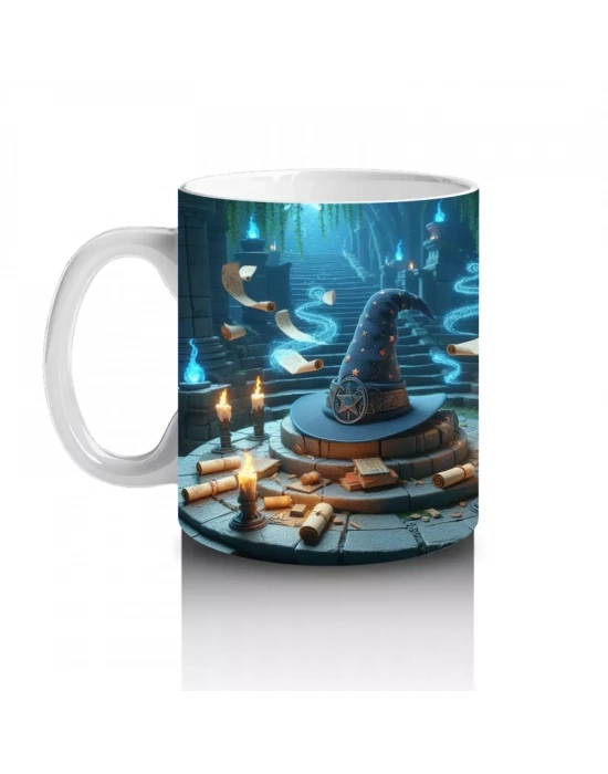 Karanlıkta Cadılar ve Sihirli Alevlerle Gotik Cadılar Bayramı Baskılı Kupa Bardak