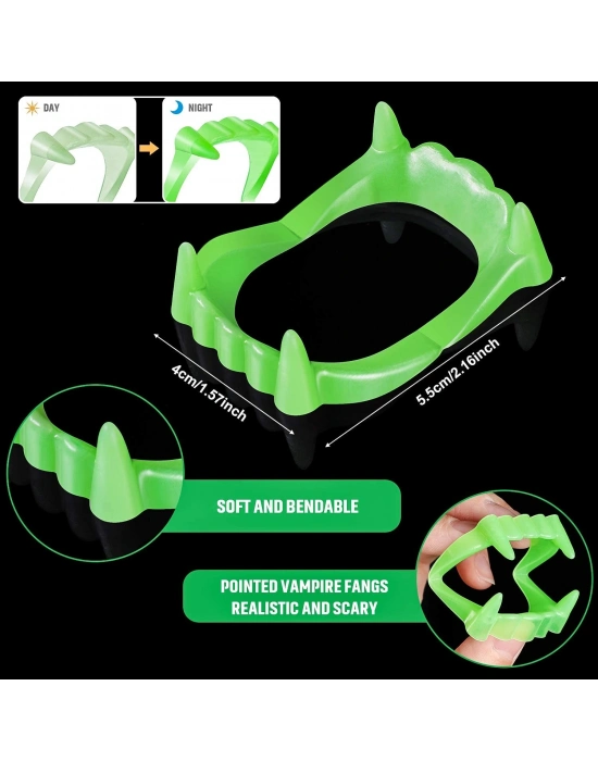 Karanlıkta Parlayan Fosforlu Çift Damak Takma Vampir Dişi