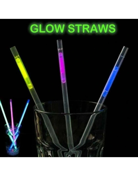 Karanlıkta Parlayan Glow  Fosforlu Pipet 3 Renk 3 Adet