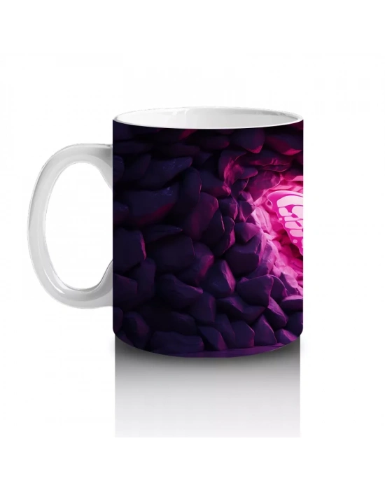 Karanlıkta Parlayan Pembe Kelebek - Baskılı Kahve Kupası