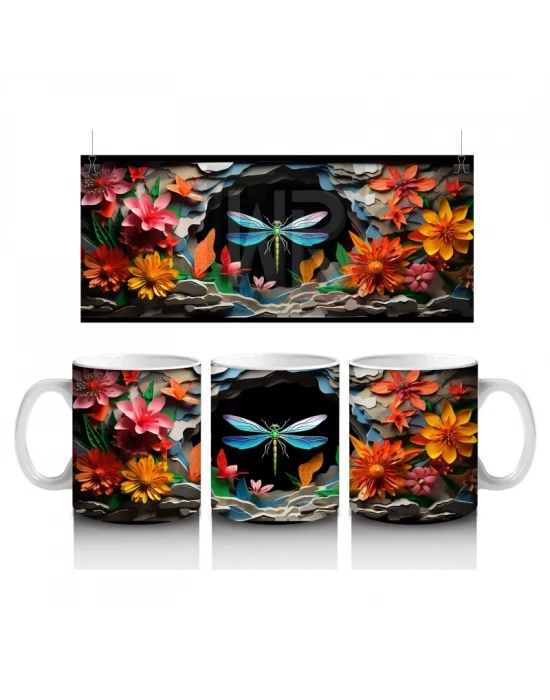 Karanlıkta Parlayan Renkli Yusufçuk – Baskılı Kahve Kupası