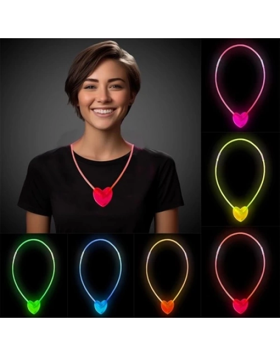 Karanlıkta Yanan Glow Kalp Şekilli Kolye 6 Adet