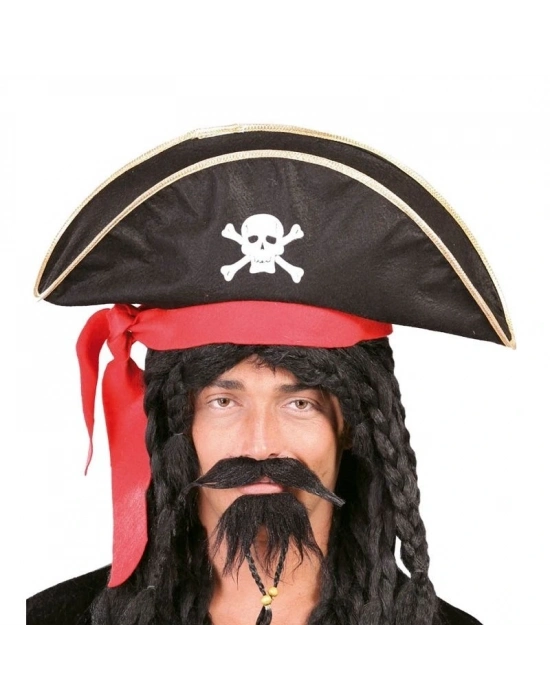 Karayip Korsanları Kaptan Jack Kadife Korsan Şapkası Yetişkin