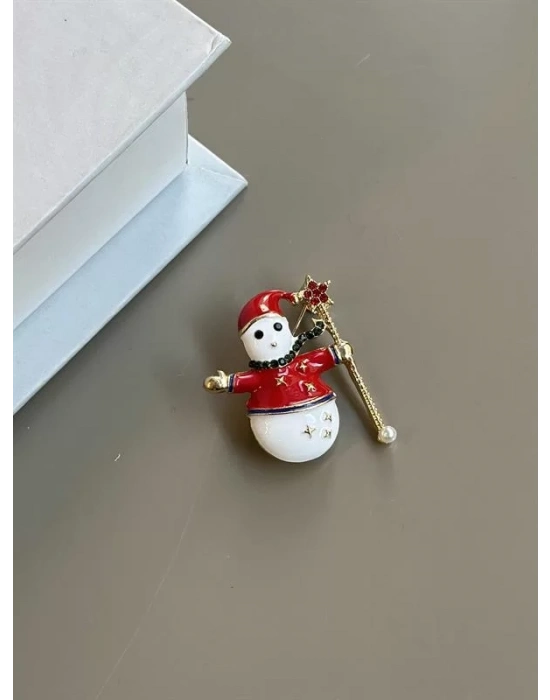 Kardan Adam Broş - Kırmızı