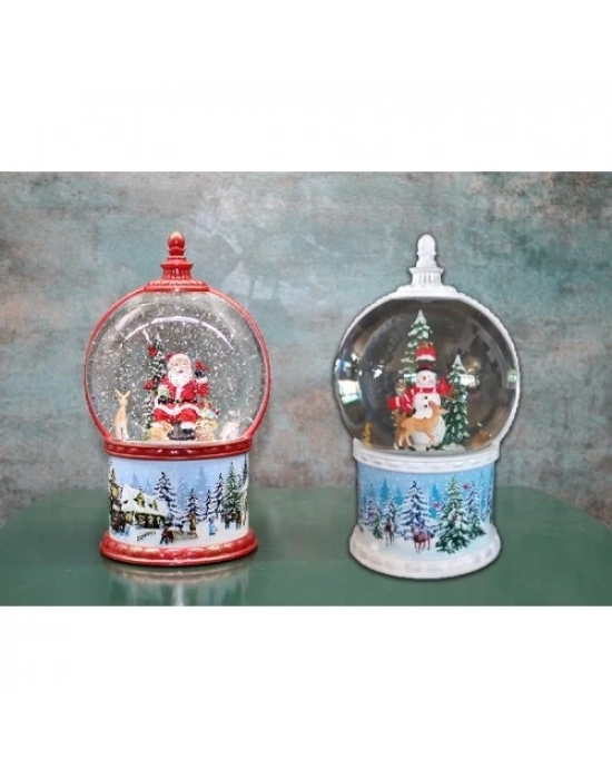 Kardan Adam Ve Noel Babalı Işıklı Müzikli Kar Küresi
