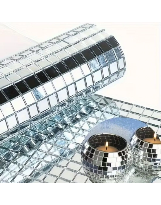 ®  Kare  Cam Mozaik Fayans Çıkartmaları El İşi Kare Cam Fayans Kendinden Yapışkanlı Aynalı Dekor Panel 30x30 Cm